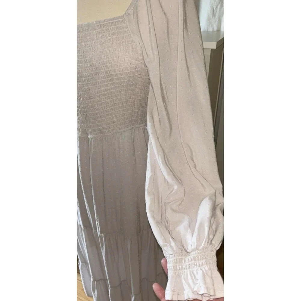 Smocked Maxi Dress Women’s Large Cottage Prairie Boho Festival Tiered
